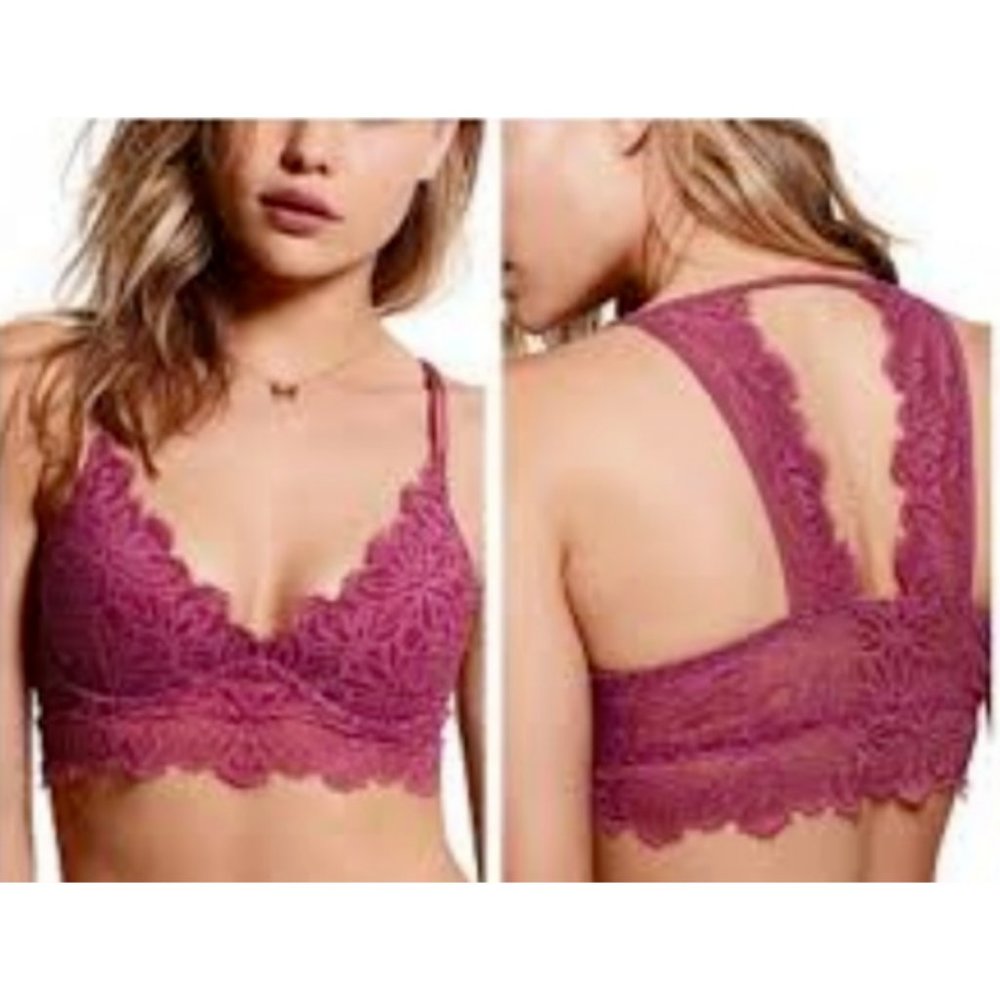 Victoria's Secret Pink Date Lightly Lined Racerback Bralette Rosewood Size M EUC